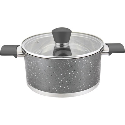 Sapir Тенджера с капак zephyr zp 1210 sbm16, 2 литра, 16х10.5 см, Многослойно дъно, Инокс, Сив мрамор (1318120095)