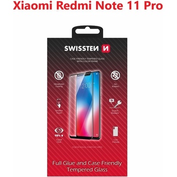 Swissten Full Glue, Color frame, Case friendly, Ochranné tvrdené sklo, Xiaomi Redmi Note 11 Pro, čierne 8595217480940