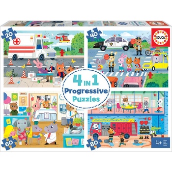 Educa 4 в 1 Спасителен отряд 20-40-60-80 части (edu18903)