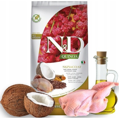 N&D dog Quinoa GF adult mini skin & coat quail & coconut 7 kg