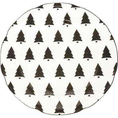 Housevitamin Krémový porcelánový dezertní talířek se stromky X-Mas Tree 15 x 1,5 cm