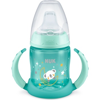 Nuk Преходна чаша със силиконов накрайник NUK - First Choice, Glow in the Dark, TC, 150 ml, Синя (10215326-Син)