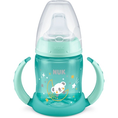 Nuk Преходна чаша със силиконов накрайник NUK - First Choice, Glow in the Dark, TC, 150 ml, Синя (10215326-Син)
