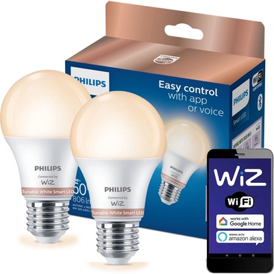 Philips 2x LED žárovka E27 A60 8W = 60W 806 lm 2700-6500K SMART WiFi WiZ