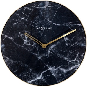 NeXtime Стенен часовник Marble със златен обков черен (8189ZW)