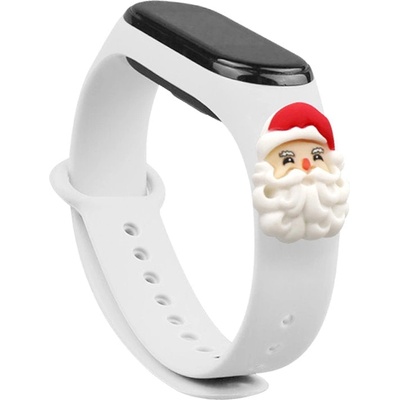 HQWear Силиконова каишка "Коледа" за Xiaomi Mi Band 6 / Mi Band 5, бял (Дядо Коледа) (9145576220986)