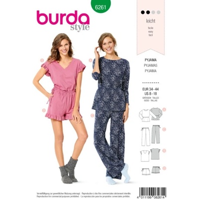 Strih Burda 6261 - Pyžamo, domáce oblečenie (v angličtine)