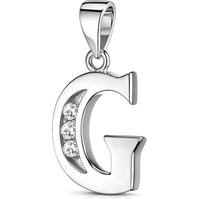 Argento Stříbrný přívěsek písmeno G kulaté zirkony 84937