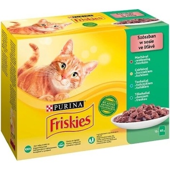 Friskies multipack s hovädzím kuraťom tuniakom treskou v šťave 12 x 85 g