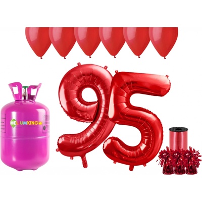 HeliumKing Helium párty set na 95. narozeniny s červenými balónky