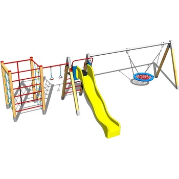 Playground System Herní sestava 804D skluzavka houpačka hnízdo šplhání
