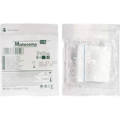 Matopat Matoset – Sterilné gázové kompresy s RTG niťou a kontrolným štítkom TAG 7,5 x 7,5 cm 3 ks 16