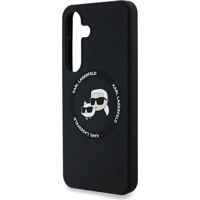 CG Mobile Samsung S25 KARL LAGERFELD ТЕЧЕН СИЛИКОН ДВОЙНИ ГЛАВИ MAGSAFE силиконов протектор за телефон, устойчив на удар, MagSafe, ЧЕРЕН KLHMS25SSKCHTCK (KLHMS25SSKCHTCK)