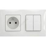 Legrand - Двоен ключ № 5 и домашна розетка 250V/16A с рамка NILOE бяла (LR0023B)