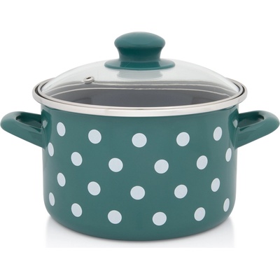 Metalac Zelený puntík Hrnec se skl. poklicí 18 cm 3 l černý vnitřek