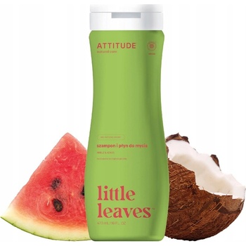 Attitude Baby leaves Dětské tělové mýdlo a šampon 2v1 s vůní melounu a kokosu 473 ml