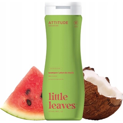 Attitude Baby leaves Dětské tělové mýdlo a šampon 2v1 s vůní melounu a kokosu 473 ml