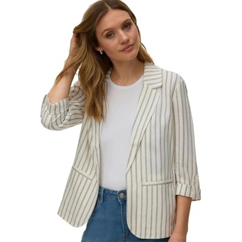 VERO MODA Сако Vero moda Rosie 3/4 Loose blazer - Beige (Gardenia / Black Pinstripes)