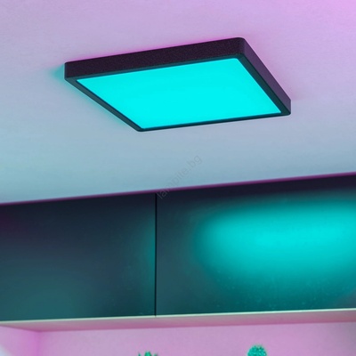 EGLO 901375 - LED RGBW димируем таванен плафон с опушено стъкло FUEVA-Z LED/13, 5W/230V 29, 5 см IP44 черен (EG901375)