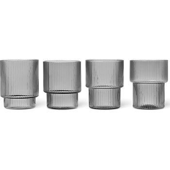 ferm LIVING Чаша за вода RIPPLE 200 ml, комплект от 4 бр. , сив, твърди LIVING (FERM100127112)