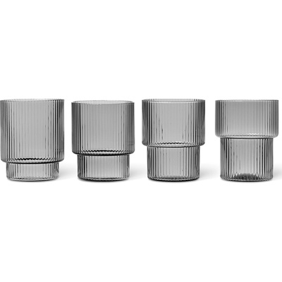 ferm LIVING Чаша за вода RIPPLE 200 ml, комплект от 4 бр. , сив, твърди LIVING (FERM100127112)