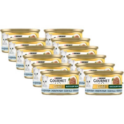 Purina Gourmet Gold Succulent Delights s oceánskymi rybami 12x 85 g