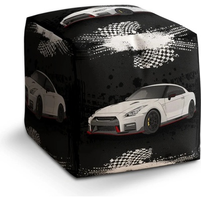 Sablio Taburet Cube Nissan GTR 35 Černý: 40x40x40 cm