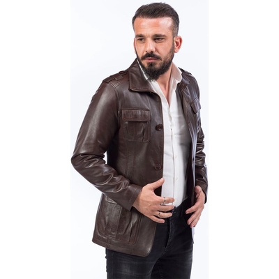 Jacket Club Мъжко палто от естествена кожа e-896 - Кафяво #318683 (318683_Кафяво)