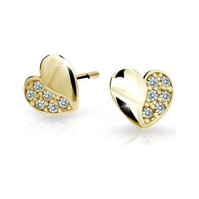 Danfil detské náušnice srdiečka C2160 zo žltého zlata white balónik