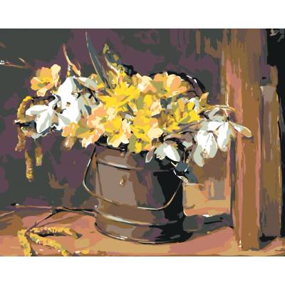 Zuty Malování podle čísel Luční kvítí v kyblíku 100 x 80 cm bez rámu a bez vypnutí plátna