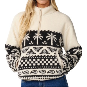 Rip Curl Дамски поларен пуловер Rip Curl Women's Bossa Nova 1/4 Zip Polarfleece Fleece jumper - Black / White (105-7924-0115)