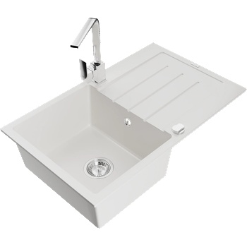 Mexen Bruno Гранитна мивка с 1 гнездо с дренаж и кухненски батерии Рита, (6513-20-670300-00)