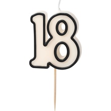 PartyDeco Narodeninová sviečka 18 Čierno-biela