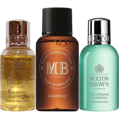 Molton Brown Комплект за откриване на коса Molton Brown: Индийски кресон шампоан за коса за почистване 30 мл + Molton Brown Кумуду шампоан за коса за обем 30 мл + Мандарина и градински чай шампоан за коса за обем 30 мл