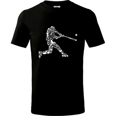 Hráč basebalu ikony tričko detské čierna