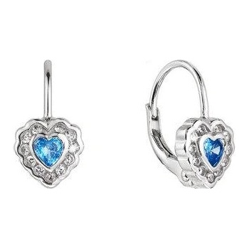 Evolution Group strieborné náušnice detské srdiečka so zirkónmi 11473.3 aqua