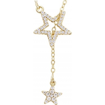 Biju Pozlacený řetízek 14k zlatem s přívěskem, hvězdičky se zirkony 3001575