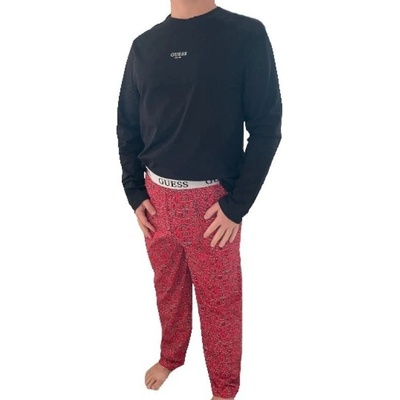Guess U2BX02 JR018 pánské pyžamo dlouhé černo červené