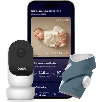 Owlet Dream Duo chytrá ponožka modrá a kamera Cam 2 bílá – Zboží Dáma
