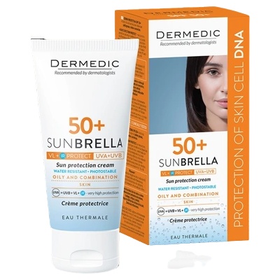 DERMEDIC SUNBRELLA Слънцезащитен крем за лице SPF 50+ за мазна и комбинирана кожа Слънцезащитен продукт унисекс 50ml