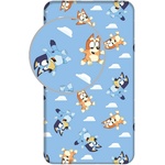 Jerry Fabrics Син еластичен единичен памучен детски чаршаф 90x200 cm Bluey - Jerry Fabrics (25FT039)