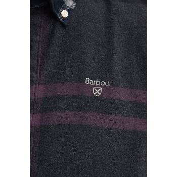 Barbour Памучна риза Barbour мъжка в бежово с кройка по тялото с яка с копче (MSH4994)