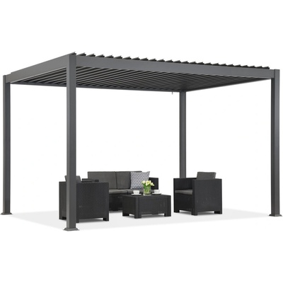 Garden Point Lagos Premium 3x4 Garden Point свободностояща пергола за тераса антрацит и бяло (GAP1374)