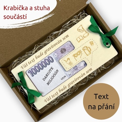 PanDatel Dřevěné pouzdro na peníze - MILION STUDENT - Váš text