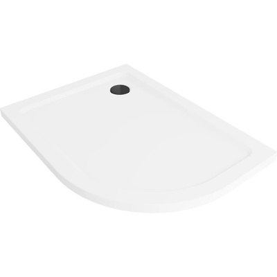 Mexen Flat полукръгъл душ поддушник slim ляв 100 x 80 см, бял, сифон черен - 41108010L-B (41108010L-B)
