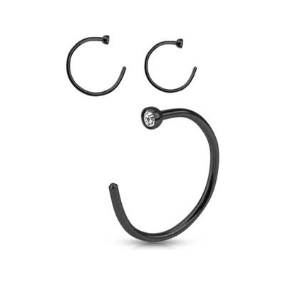 Šperky4U černý piercing do ucha/nosu se zirkonem N0064-08