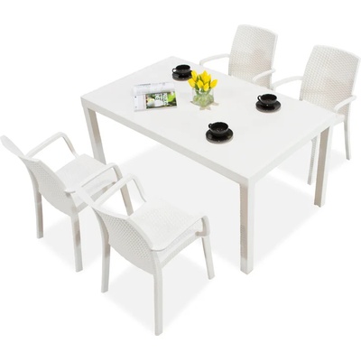 BICA Комплект техноратанови мебели Houston / Indiana за 4 души бял Bica (BC9094BL-4x9093BL)