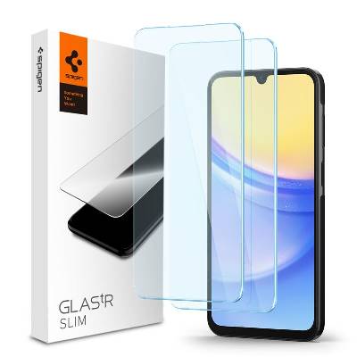 2 броя стъклени защитни покрития за дисплея на Samsung Galaxy A25 5G, Galaxy A15, Galaxy A15 5G - Spigen Tempered Glass GLAS. tR Slim 2 Pack (прозрачен) (AGL07447)