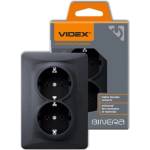 Videx КОНТАКТ ДВОЕН videx ШУКО 16А vf-bnsk2g-bg ГРАФИТ (02040102)