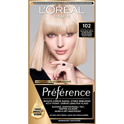 L'Oréal Féria Preférence 102 velmi velmi světlá blond duhová – Zbozi.Blesk.cz